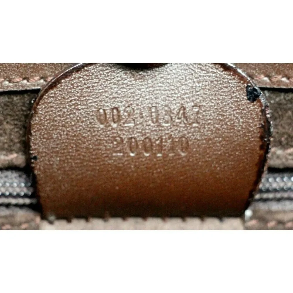 90th Y2K  Gucci BROWN GENUINE LEATHER SUEDE LINED LOGO HANDBAG PURSE SATCHEL